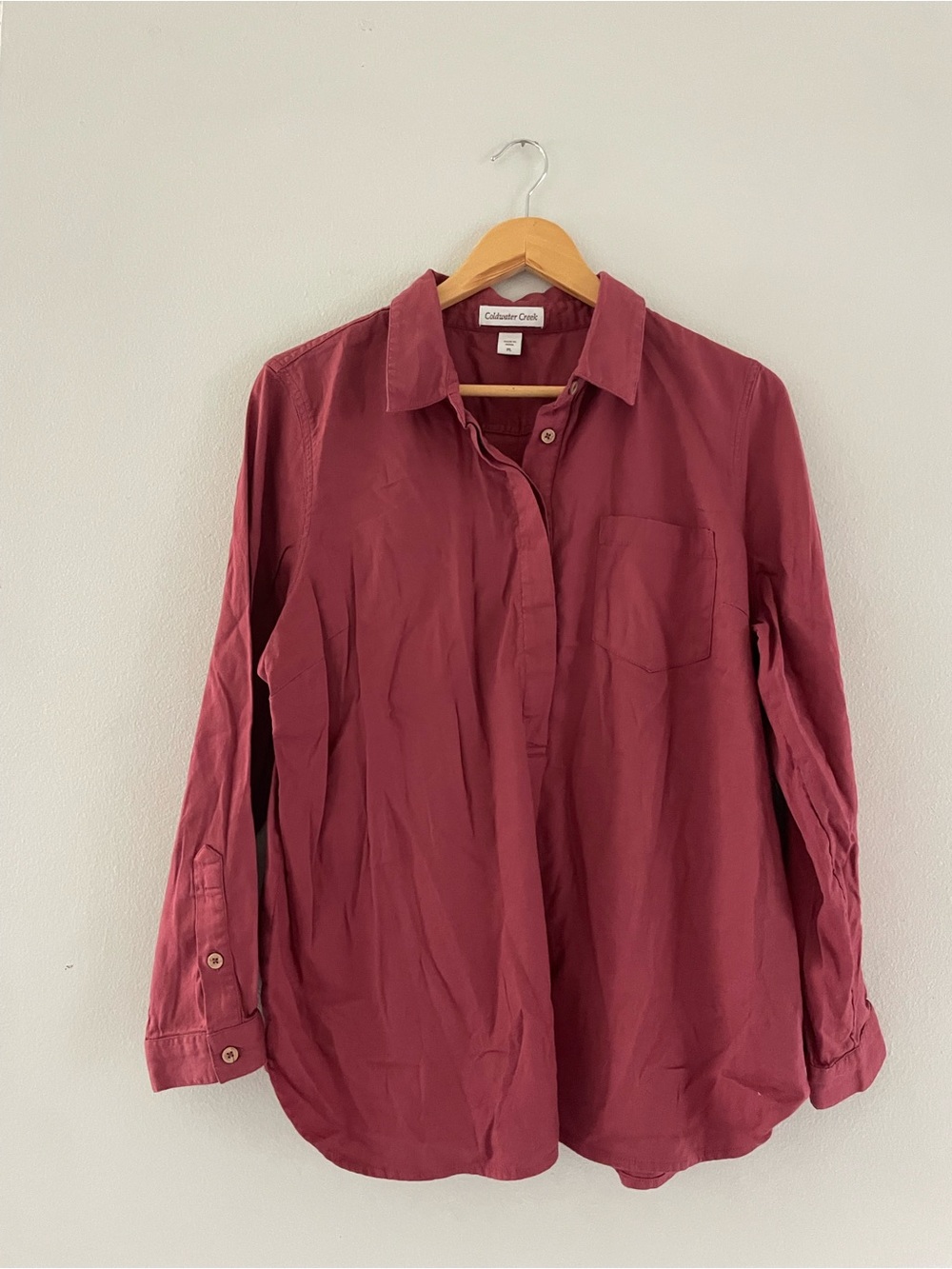 Coldwater Creek Wine Red Button-Down Shirt